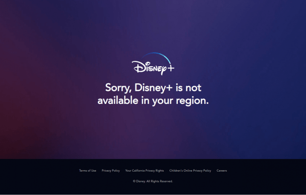 Sorry, Disney+ is not available in your region.