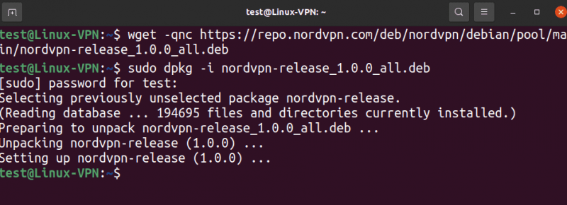NordVPN on Linux install