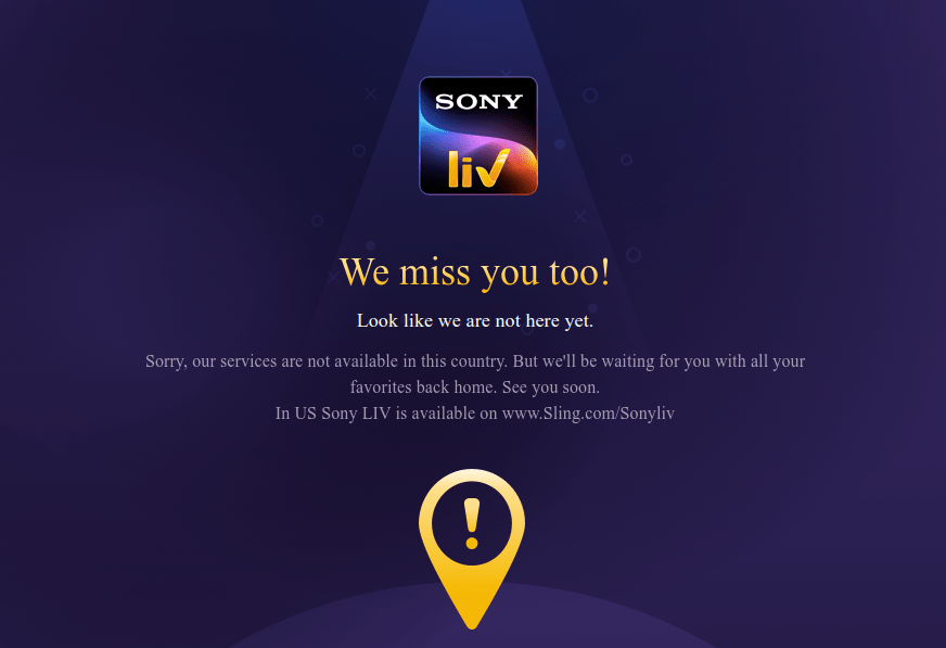 SonyLiv Location Error