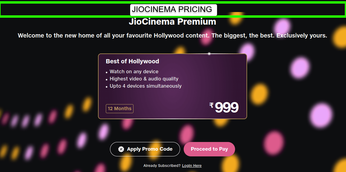 JioCinema Pricing Plans