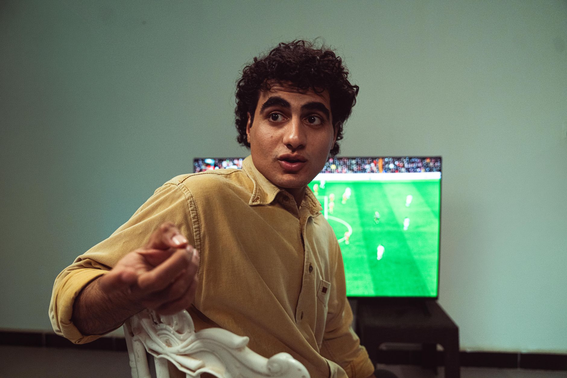 Football match broadcast on television