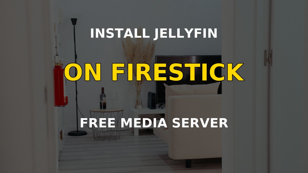 Jellyfin media server app installed on a Fire TV Stick in a living room