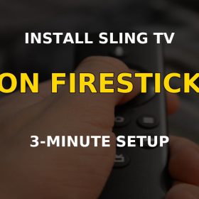 Sling TV app installed on an Amazon Fire TV Stick in a living room